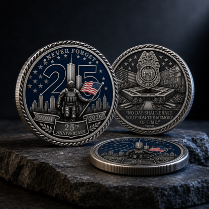 The "No Day Shall Erase" 25th Anniversary Officer Memorial Challenge Coin