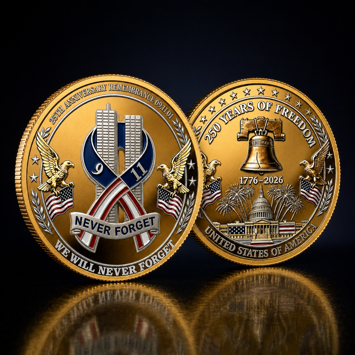 250 Years America 911 Remembrance 25th Anniversary Coin
