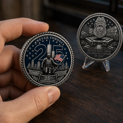 The "No Day Shall Erase" 25th Anniversary Officer Memorial Challenge Coin