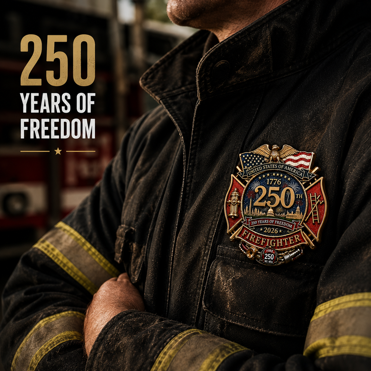 Commemorative Firefighter Badge for US 250th Anniversary