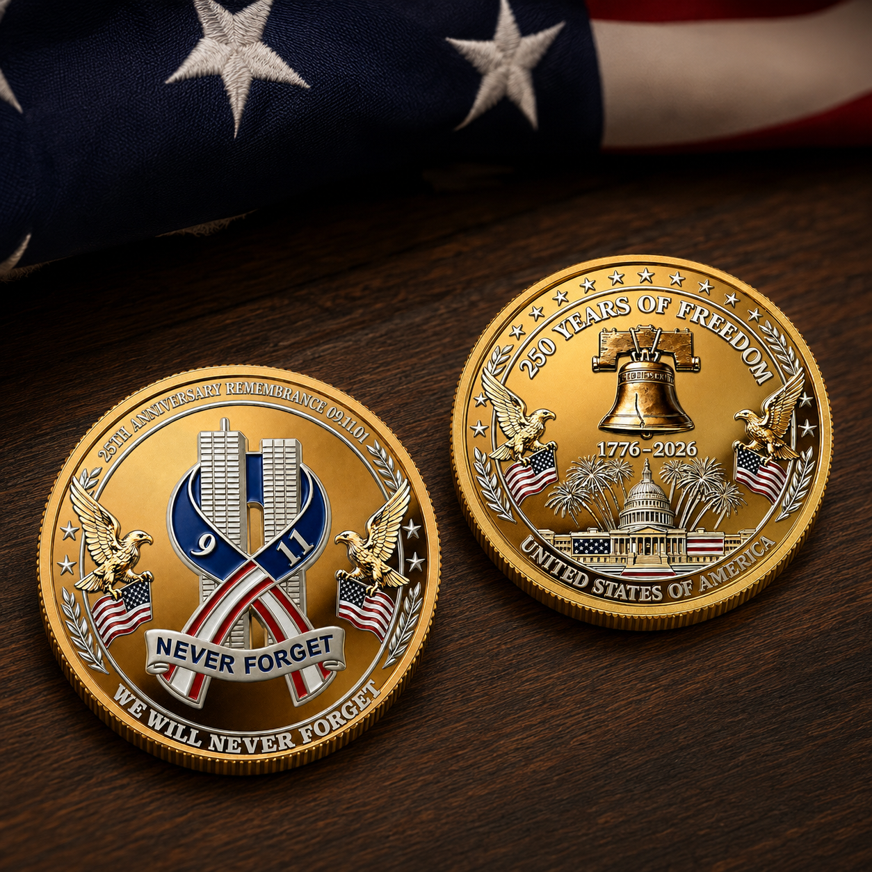 250 Years America 911 Remembrance 25th Anniversary Coin