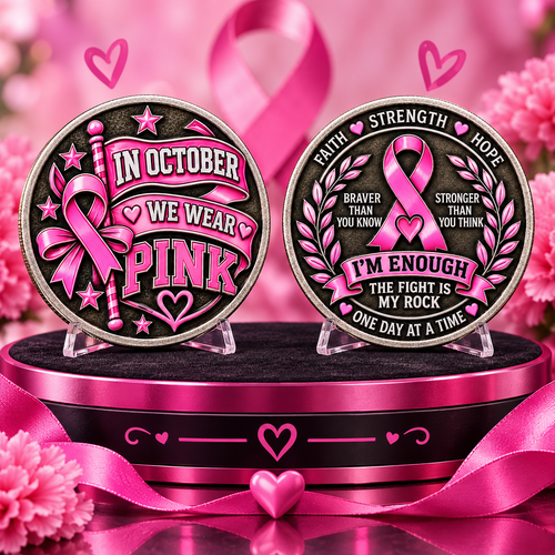 Pink Ribbon Breast Cancer Awareness Challenge Coin