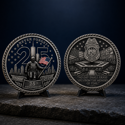 The "No Day Shall Erase" 25th Anniversary Officer Memorial Challenge Coin