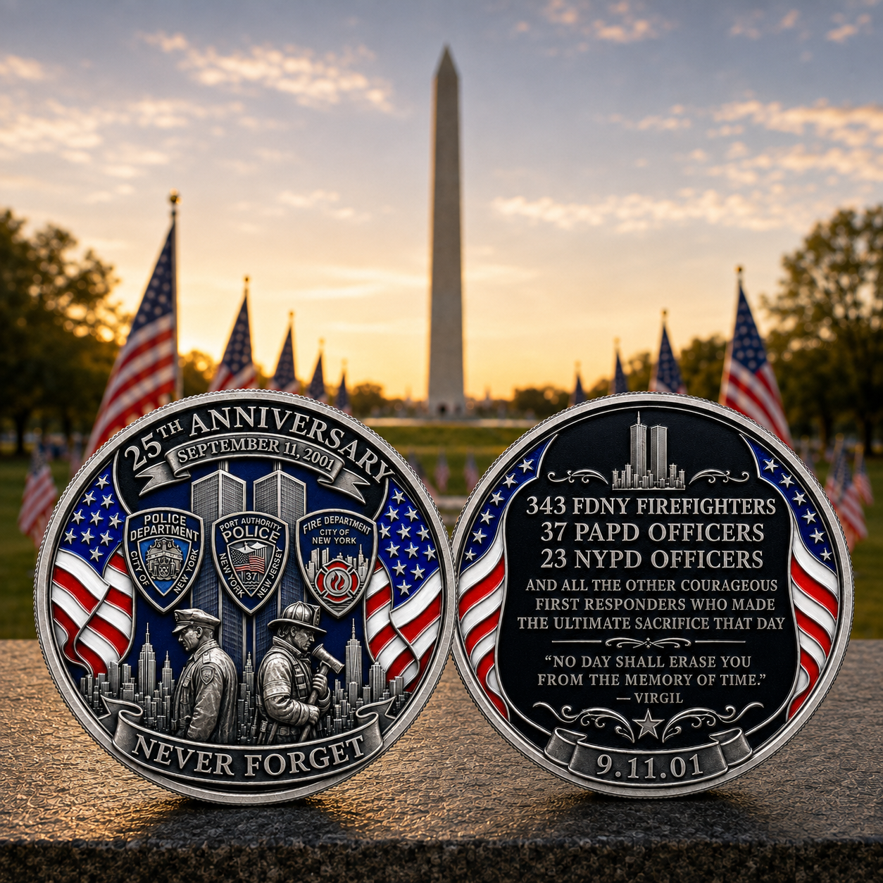 Never Forget 9/11 – 25th Anniversary Unity & Hope Commemorative Coin