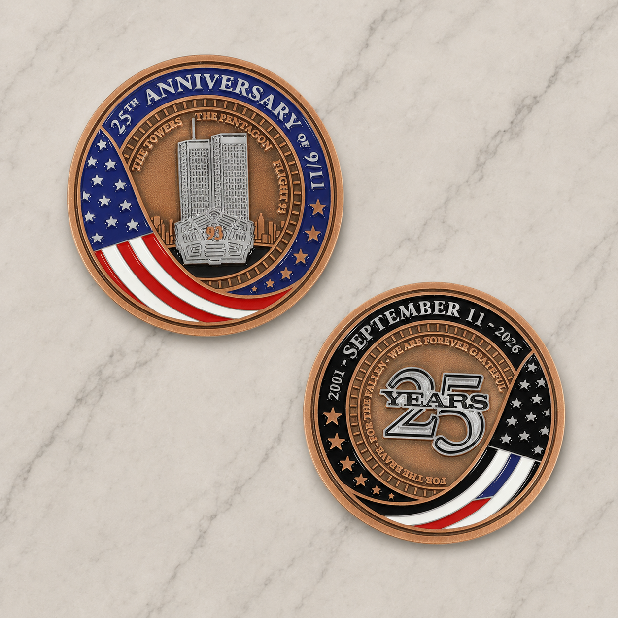 September 11 25th Anniversary Honor the Fallen Commemorative Coin