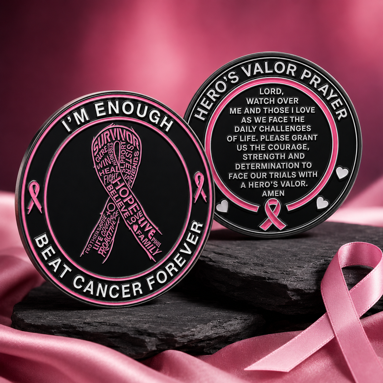 I'm Enough Breast Cancer Awareness Challenge coin