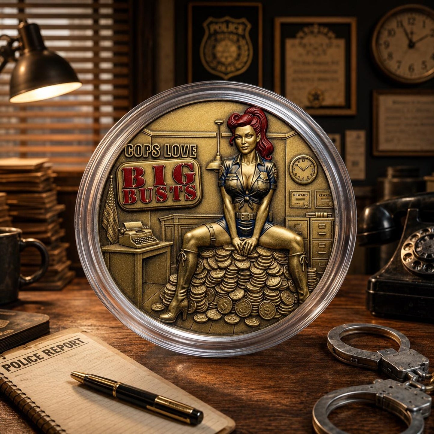 Cops Love Big Busts Cops Love To Use Cuffs Challenge Coin