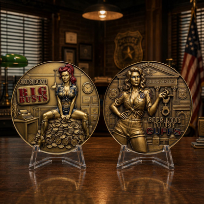 Cops Love Big Busts Cops Love To Use Cuffs Challenge Coin