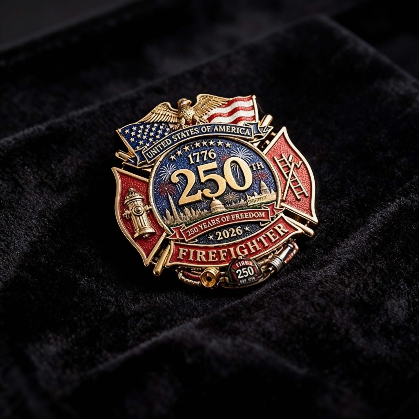 Commemorative Firefighter Badge for US 250th Anniversary