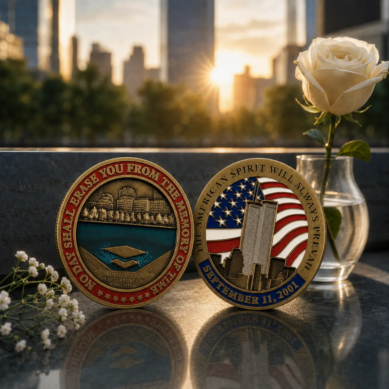 September 11 Memorial Challenge Coin – No Day Shall Erase You From the Memory of Time